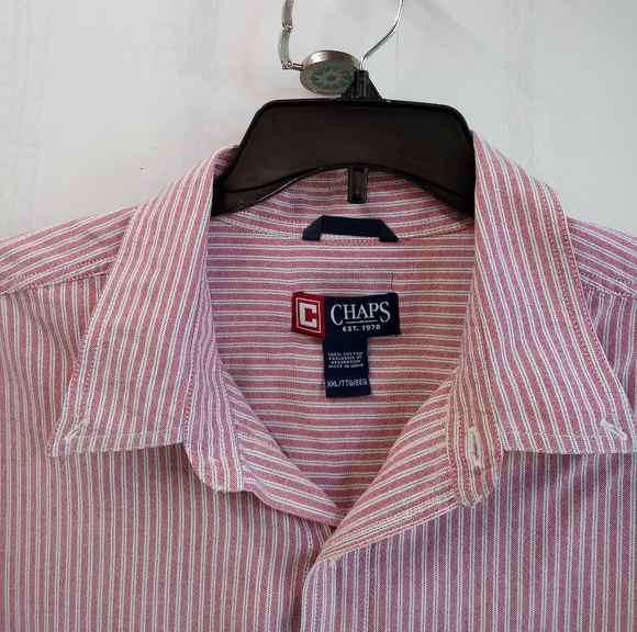 Chaps Men's Striped Shirt Pink White Size XXL - Picture 3 of 6